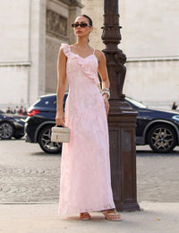 Vestido Longo Babado Alessa - Rosa