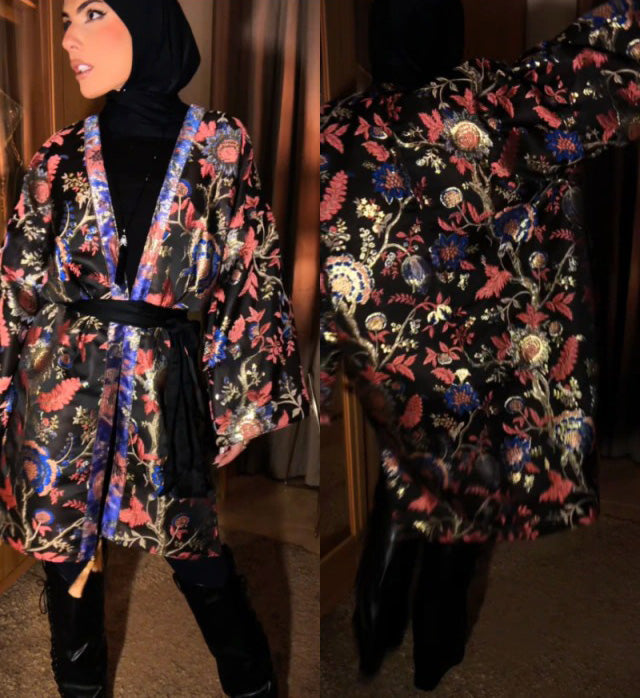 Maxi Kimono “Blue” Jacquard Brocado