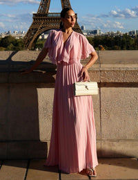 Vestido Longo Plissado Nerea - Rosa