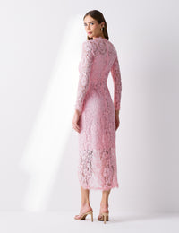 Vestido Renda Transpassado Elis - Rosa