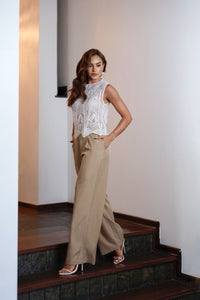 Blusa Regata de Tule Paetê Mariza - Branca