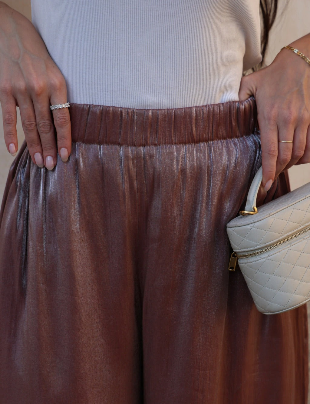 Calça Acetinada Ballon Solea - Marrom