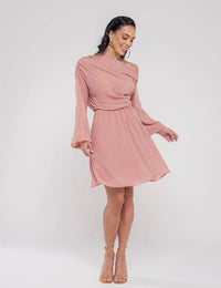 Vestido Curto Drapeado Ayla - Rosê
