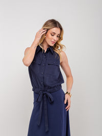 Conjunto em Linho Jane - Azul Marinho