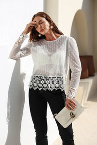 Blusa de Tule em Poá Elisabeth - Branca