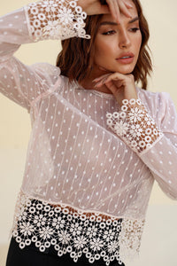 Blusa de Tule em Poá Elisabeth - Nude