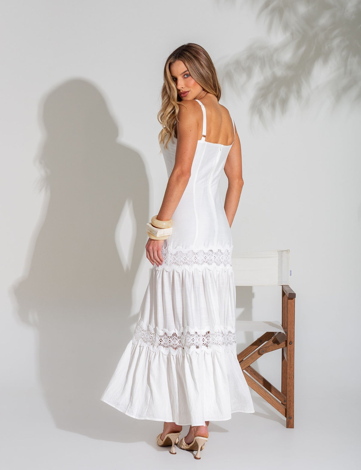Vestido de Alça com Renda Cassiane - Branco