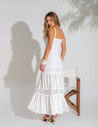 Vestido de Alça com Renda Cassiane - Branco