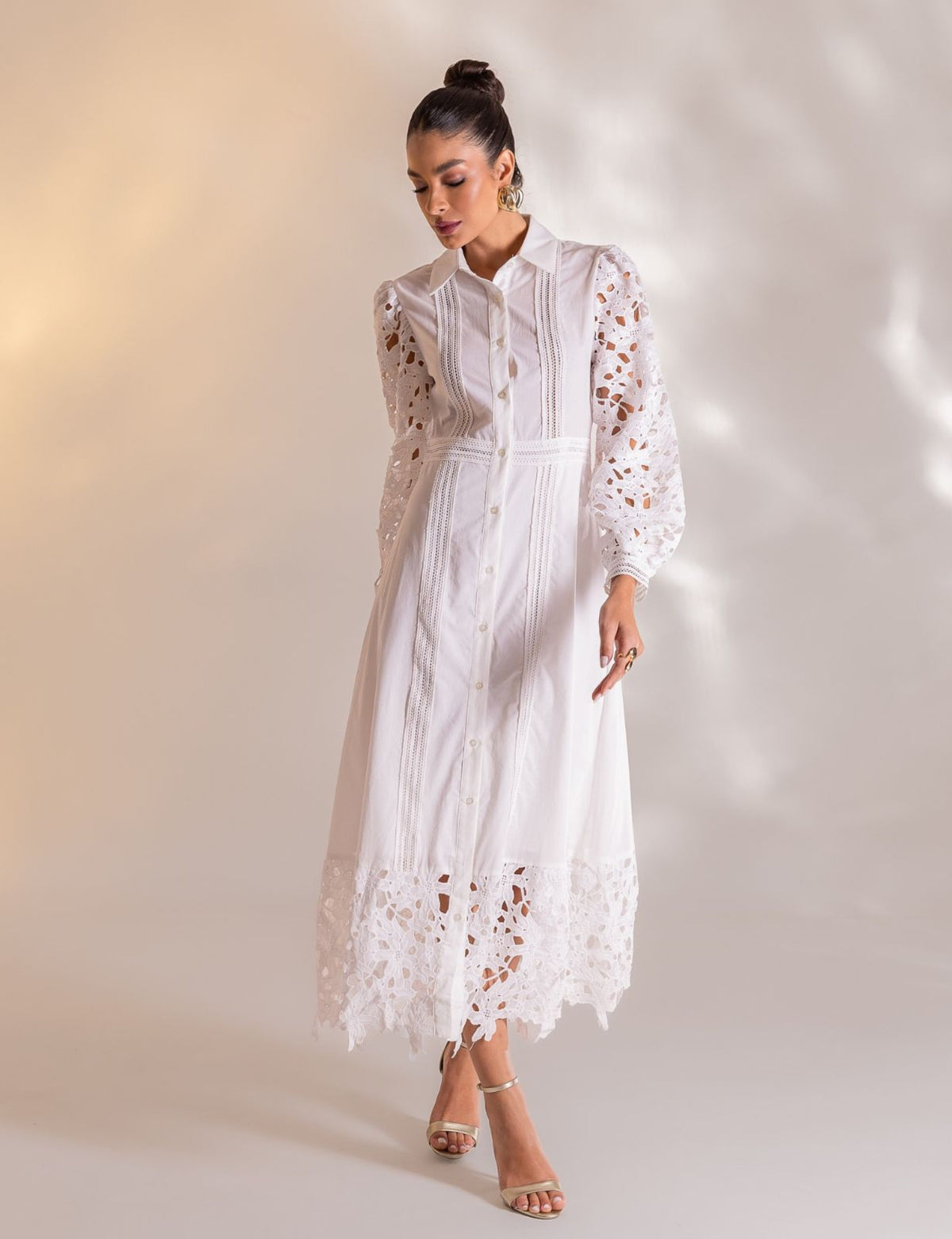 Vestido Midi Guipir Clarice - Off White