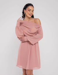 Vestido Curto Drapeado Ayla - Rosê