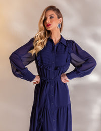 Vestido Longo Camille - Azul Marinho