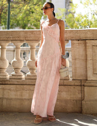 Vestido Longo Babado Alessa - Rosa