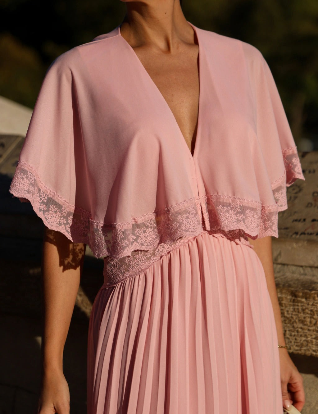 Vestido Longo Plissado Nerea - Rosa