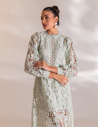 Vestido Midi Guipir Flora - Verde
