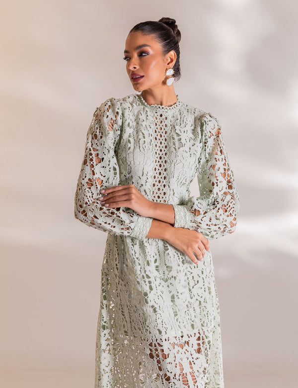Vestido Midi Guipir Flora - Verde