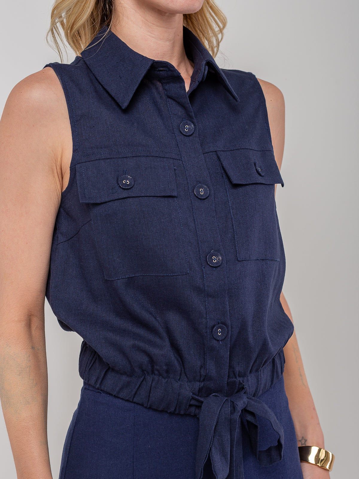 Conjunto em Linho Jane - Azul Marinho