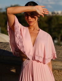Vestido Longo Plissado Nerea - Rosa