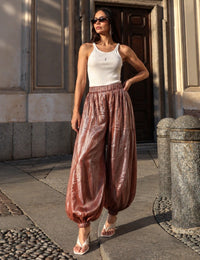 Calça Acetinada Ballon Solea - Marrom
