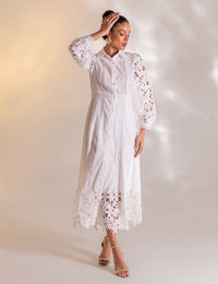 Vestido Midi Guipir Clarice - Off White