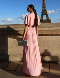 Vestido Longo Plissado Nerea - Rosa