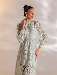 Vestido Midi Guipir Flora - Verde
