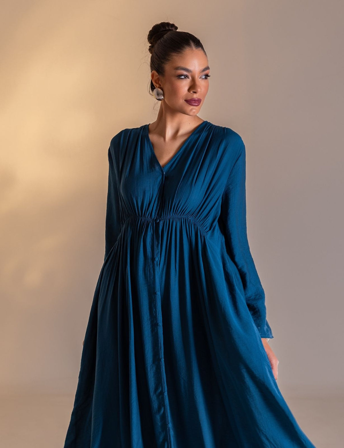 Vestido Longo Viscose Mirella - Azul