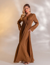 Vestido Longo Viscose Mirella - Marrom