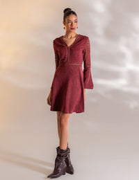 Vestido Curto Suede Vania - Vinho