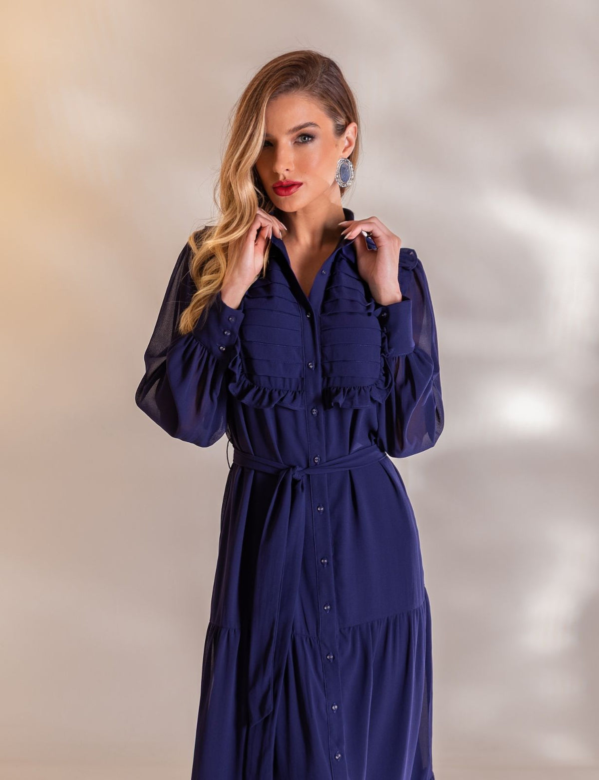 Vestido Longo Camille - Azul Marinho