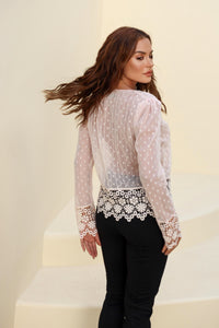 Blusa de Tule em Poá Elisabeth - Nude