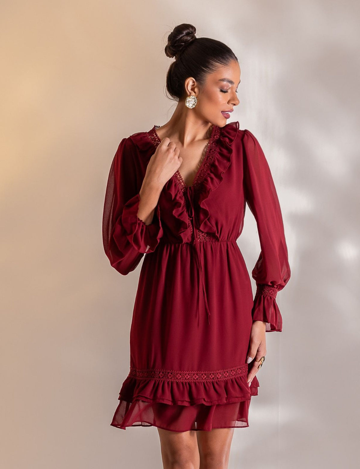 Vestido Curto Juliana - Vinho