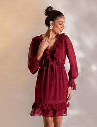 Vestido Curto Juliana - Vinho