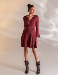 Vestido Curto Suede Vania - Vinho