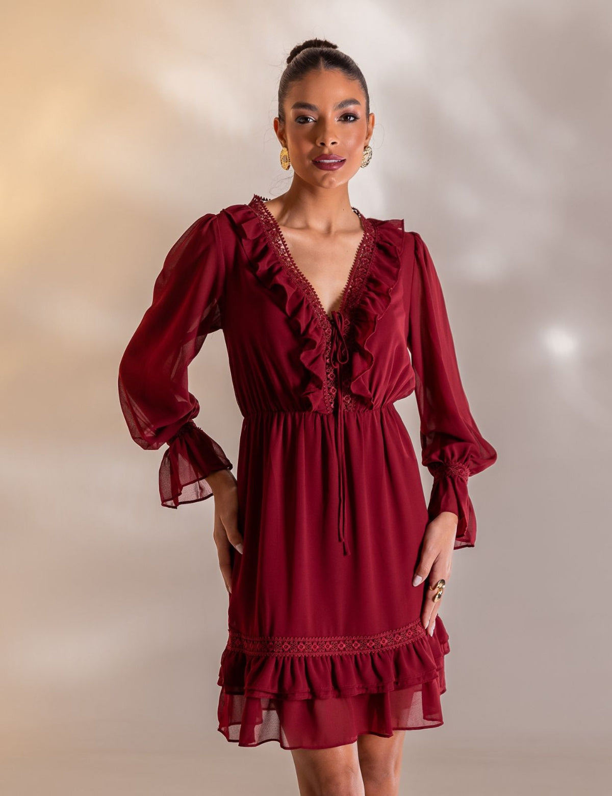 Vestido Curto Juliana - Vinho