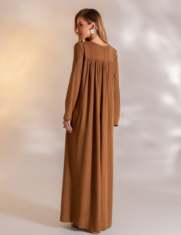 Vestido Longo Viscose Mirella - Marrom