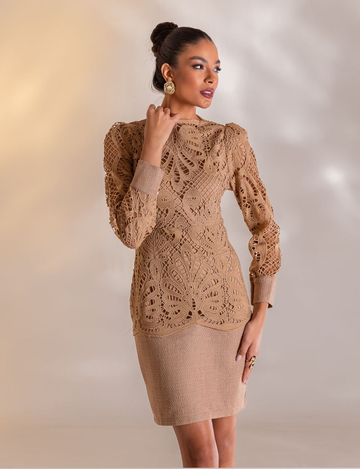 Vestido Renda Estefany - Bege