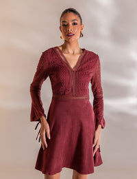 Vestido Curto Suede Vania - Vinho