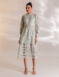 Vestido Midi Guipir Flora - Verde