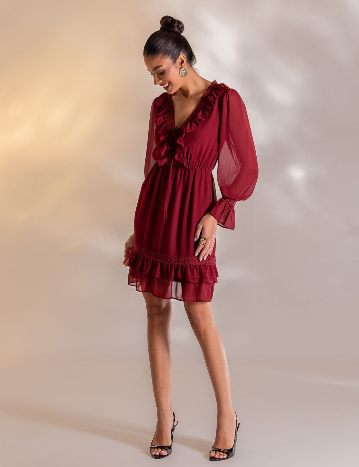 Vestido Curto Juliana - Vinho