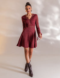 Vestido Curto Suede Vania - Vinho