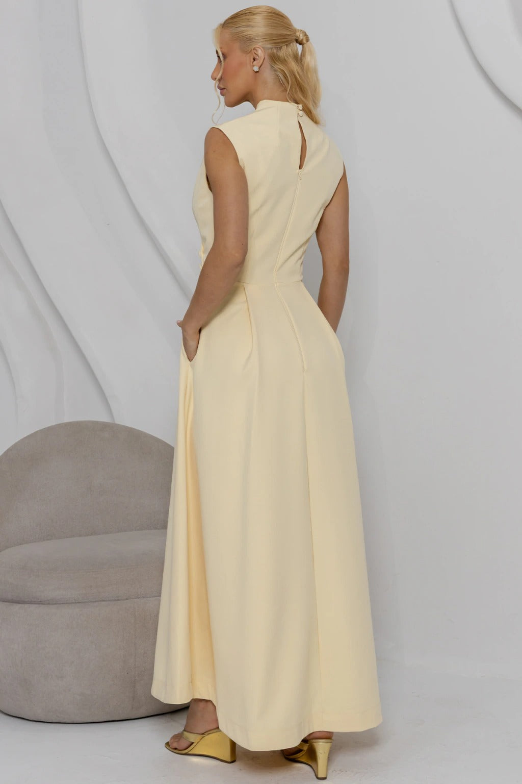 Vestido Sasha Midi Decote Transpassado - Amarelo