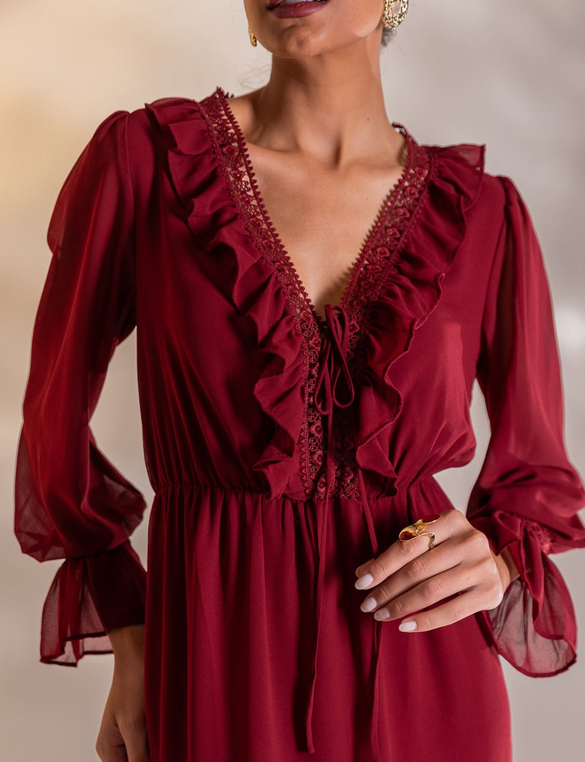 Vestido Curto Juliana - Vinho