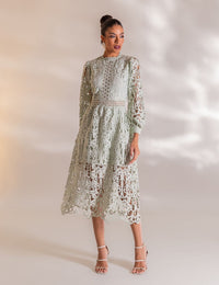 Vestido Midi Guipir Flora - Verde