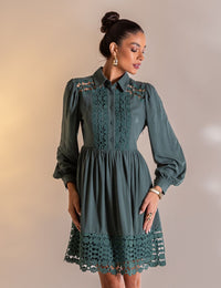 Vestido Curto Guipir Isadora - Verde