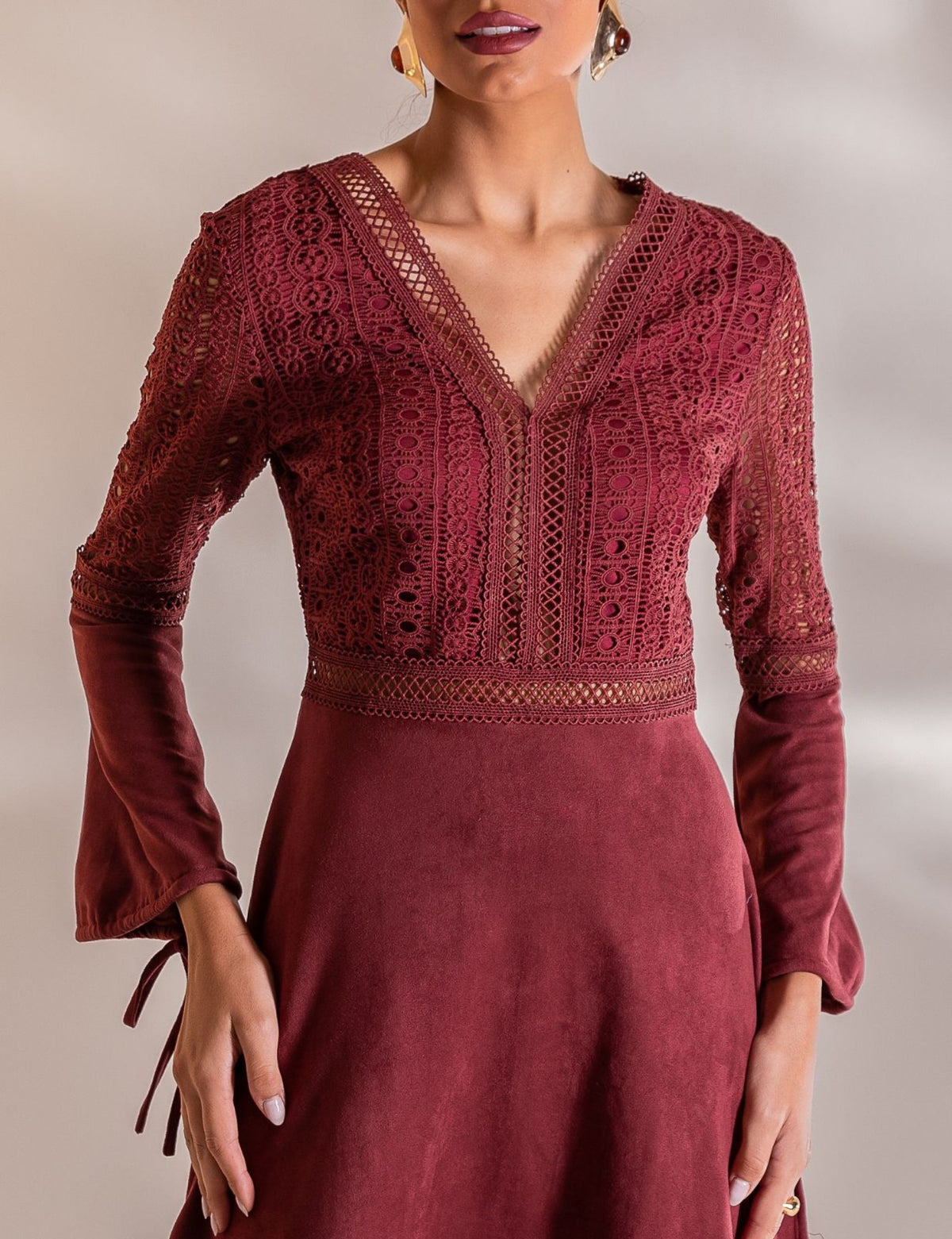 Vestido Curto Suede Vania - Vinho