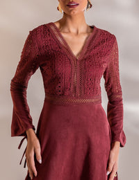 Vestido Curto Suede Vania - Vinho