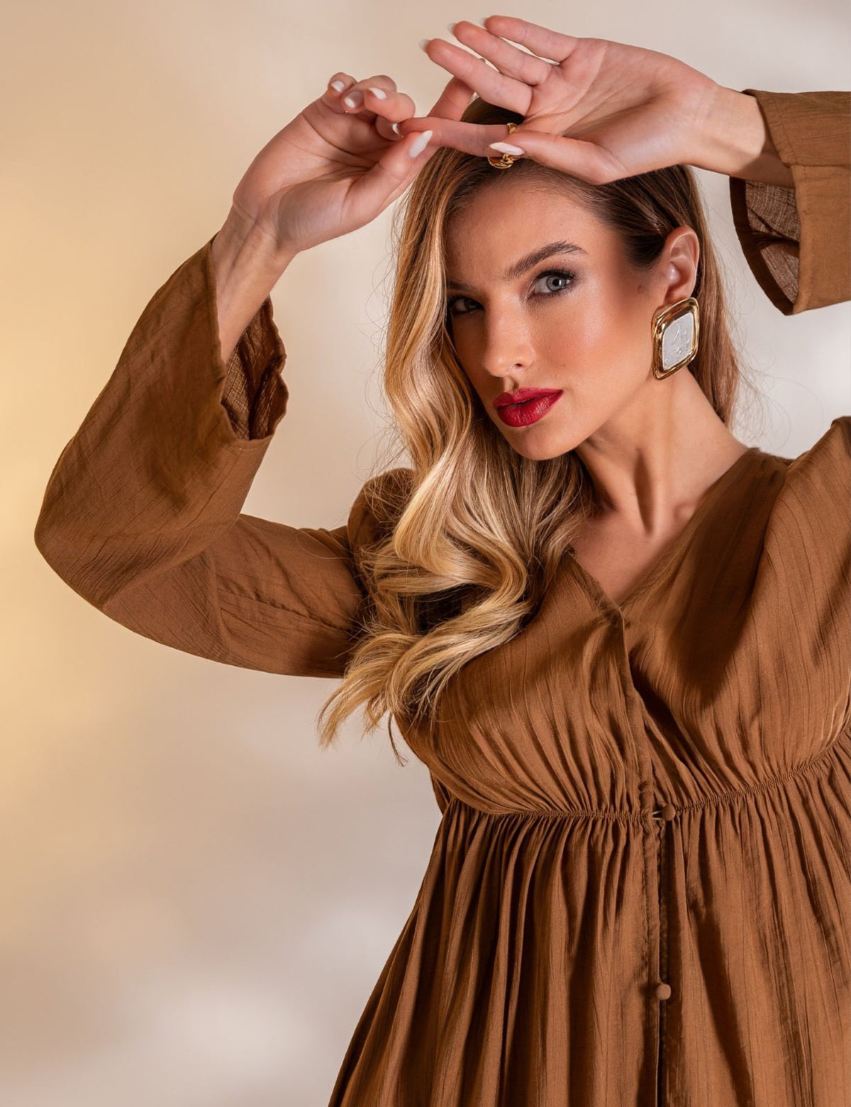 Vestido Longo Viscose Mirella - Marrom
