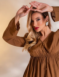 Vestido Longo Viscose Mirella - Marrom