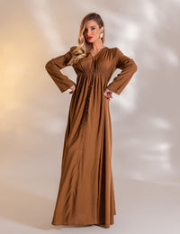 Vestido Longo Viscose Mirella - Marrom