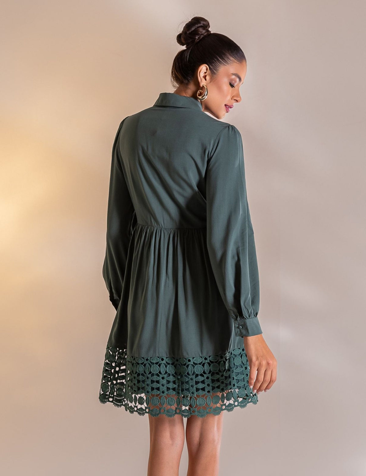 Vestido Curto Guipir Isadora - Verde